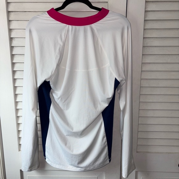 Title Nine Half Zip Hoodie Pullover Women’s Large White Navy Pink Activewear - Picture 5 of 6